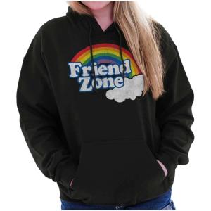 Brisco Brands Friend Zone Funny LGBTQ Cute Rainbow Hoodie Sweatshirt Women(Black)