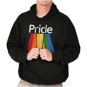 Brisco Brands Gay Rainbow Pride Flag LGBTQ Rights Hoodie Sweatshirt Women Men(Black)