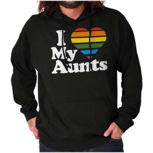 Brisco Brands I Love My Aunts LGBTQ Gay Pride Hoodie Sweatshirt Women Men(Black)