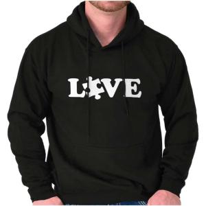 Brisco Brands Love Autism Awareness Puzzle Piece Hoodie Sweatshirt Women Men(Black)