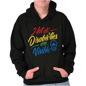 Brisco Brands Not All Disabilities are Visible Hoodie Sweatshirt Women Men(Black)