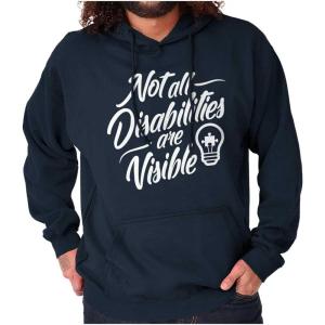 Brisco Brands Not All Disabilities are Visible Hoodie Sweatshirt Women Men(Navy)