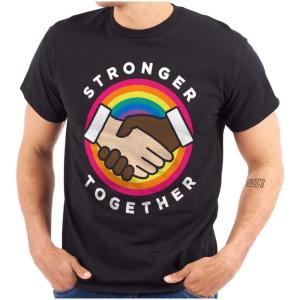 Brisco Brands Stronger Together Social Justice Graphic T Shirt Men or Women(Black)