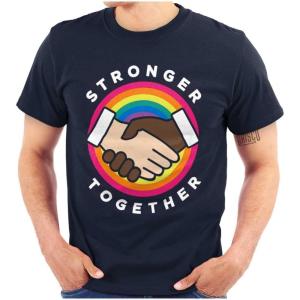 Brisco Brands Stronger Together Social Justice Graphic T Shirt Men or Women(Navy)