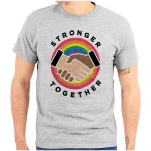 Brisco Brands Stronger Together Social Justice Graphic T Shirt Men or Women(Sport Grey)