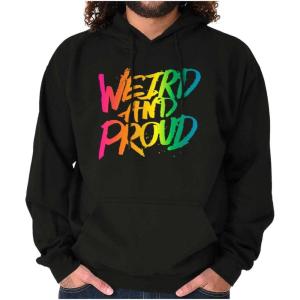 Brisco Brands Weird Proud LGBTQ Pride Funny Cool Hoodie Sweatshirt Women Men(Black)