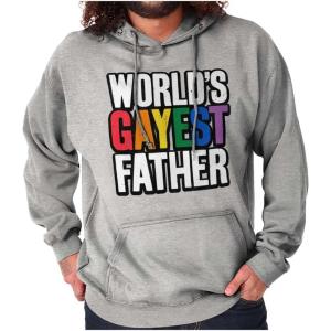 Brisco Brands Worlds Gayest Father Queer Parent Hoodie Hooded Sweatshirt Men(Sport Grey)