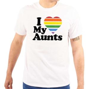 I Love My Aunts LGBTQ Gay Pride Graphic T Shirt Men or Women(White)