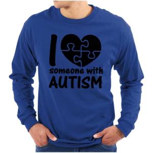 I Love Someone with Autism Puzzle Long Sleeve Tshirt Men Women(Royal)