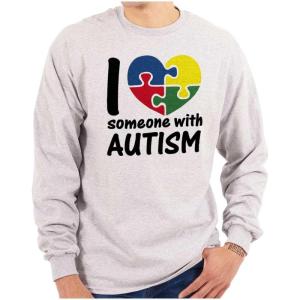 I Love Someone with Autism Puzzle Long Sleeve Tshirt Men Women(Sport Grey)