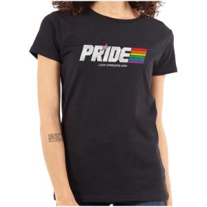 Love Conquers Hate Gay Pride Rainbow Womens Slim Fit Graphic Tee(Black)