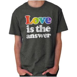 Love is The Answer Rainbow Gay Pride Graphic T Shirt Men or Women(Dark Heather)