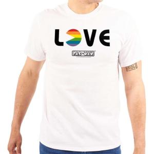 Rainbow Pacman Gay Pride LGBT Love Graphic T Shirt Men or Women(White)