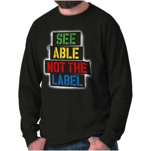 See Able Not Label Autism Awareness Long Sleeve Tshirt Men Women(Black)