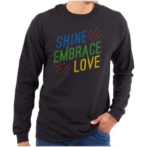 Shine Embrace Autistic Awareness Long Sleeve Tshirt Men Women(Black)