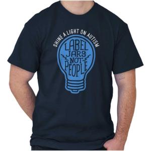 Shine a Light on Autism Bulb Symbol Graphic T Shirt Men or Women(Navy)