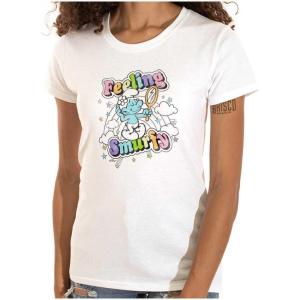 Vintage Feeling Smurfy Rainbow Womens Slim Fit Graphic Tee(White)