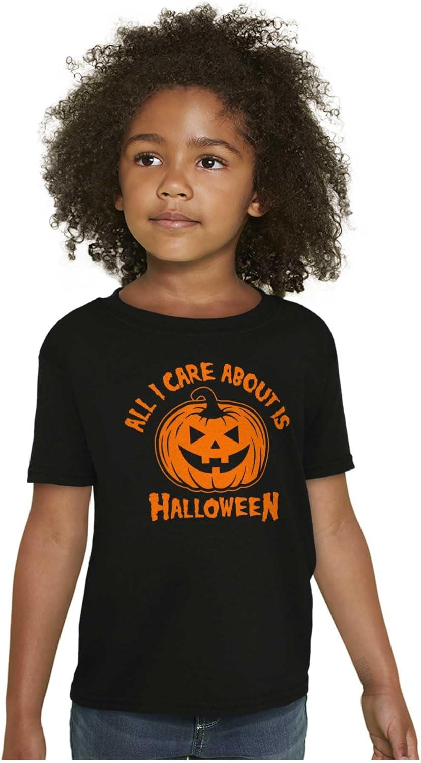 imageAll I Care About is Halloween Pumpkin Crewneck T Shirts Boy GirlBlack