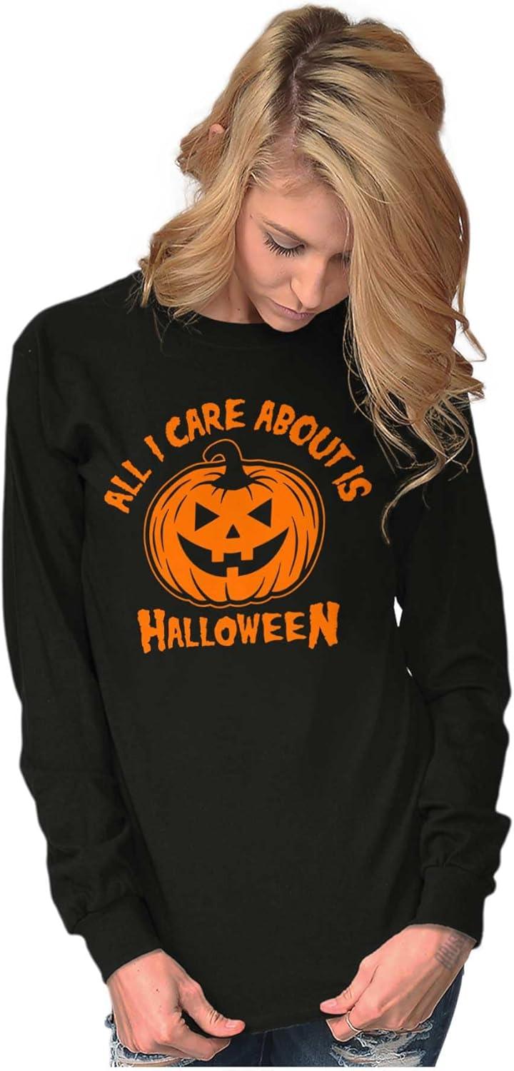 imageAll I Care About is Halloween Pumpkin Long Sleeve Tshirt Men WomenBlack