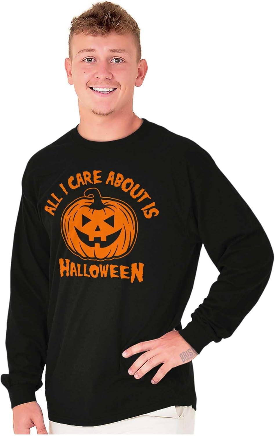 imageAll I Care About is Halloween Pumpkin Long Sleeve Tshirt Men WomenBlack