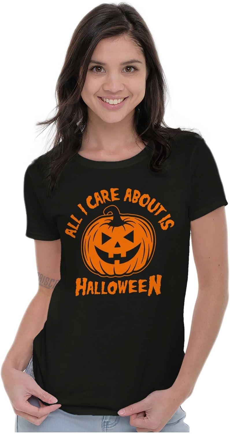 imageAll I Care About is Halloween Pumpkin Womens Slim Fit Graphic TeeBlack