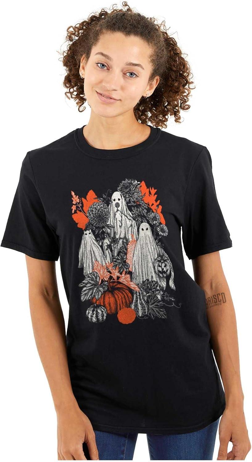 imageAutumn Leaves Fall Ghosts Pumpkins Graphic T Shirt Men or WomenBlack