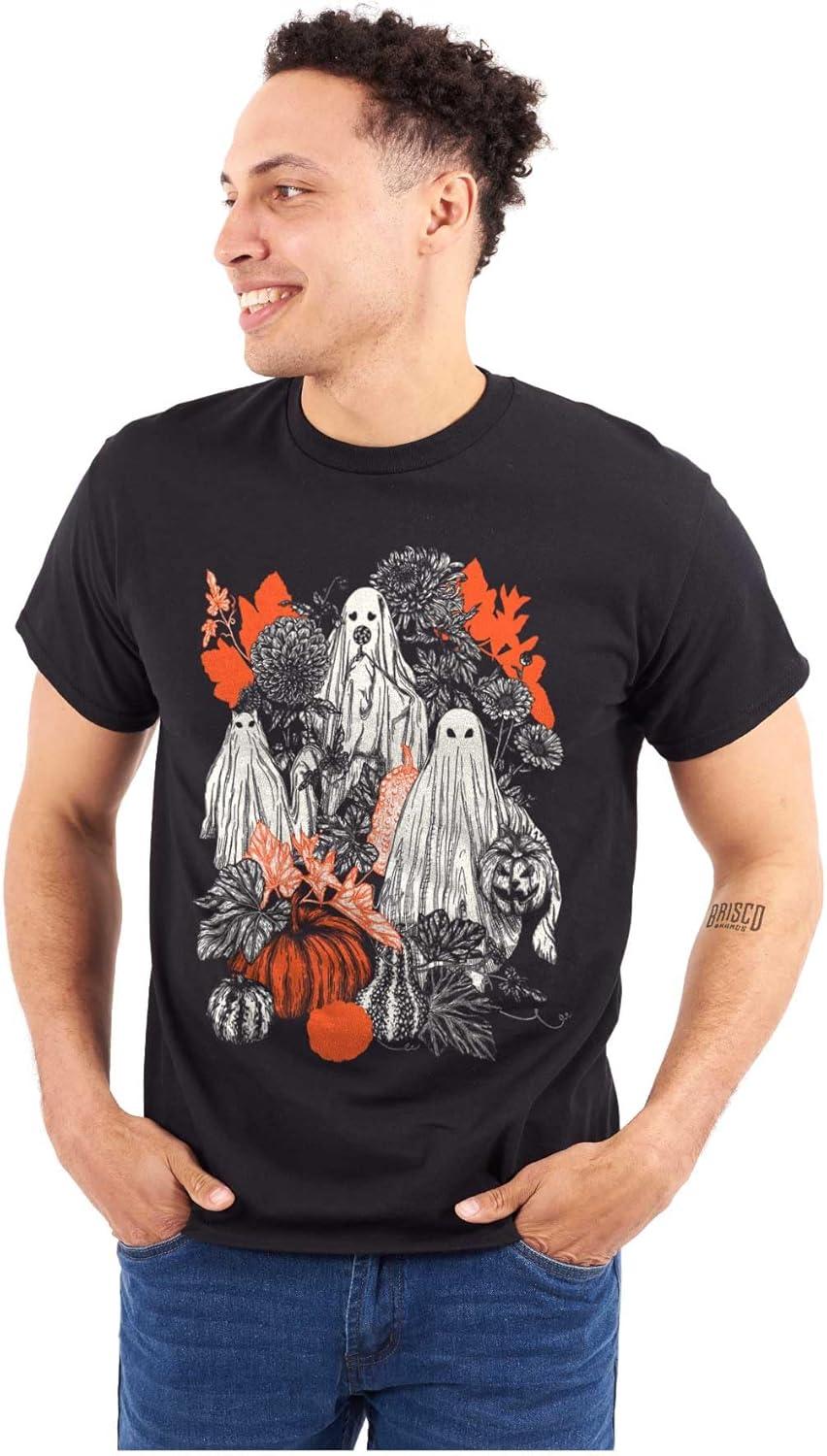 imageAutumn Leaves Fall Ghosts Pumpkins Graphic T Shirt Men or WomenBlack