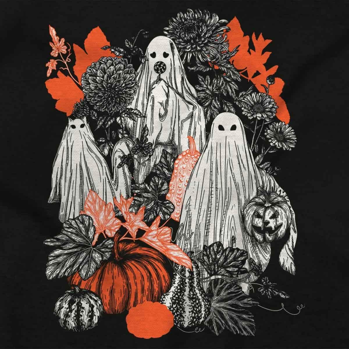 imageAutumn Leaves Fall Ghosts Pumpkins Long Sleeve Tshirt Men WomenBlack