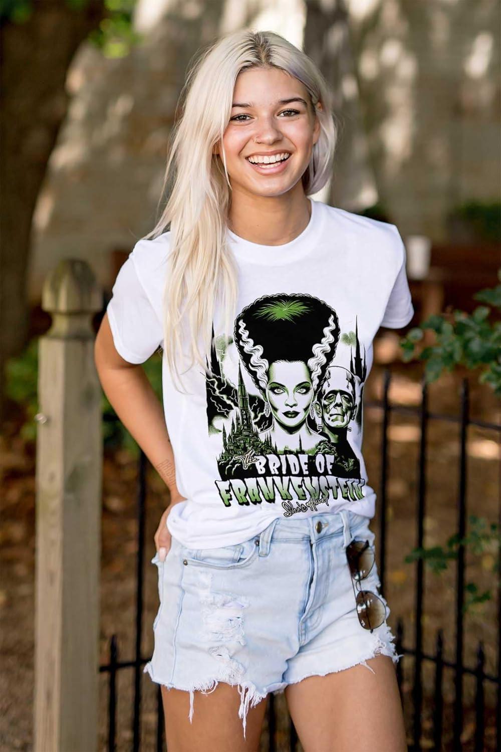 imageBride of Frankenstein Movie Poster Womens Graphic T Shirt TeesWhite