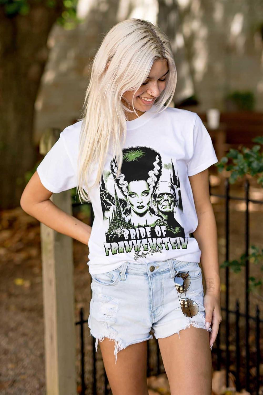 imageBride of Frankenstein Movie Poster Womens Graphic T Shirt TeesWhite