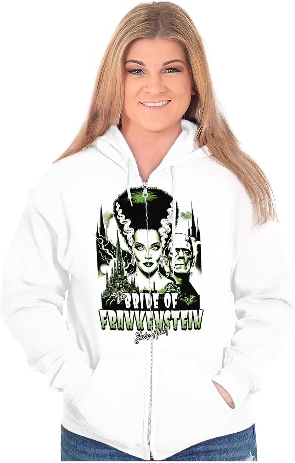 imageBride of Frankenstein Movie Poster Zip Hoodie Sweatshirt WomenWhite