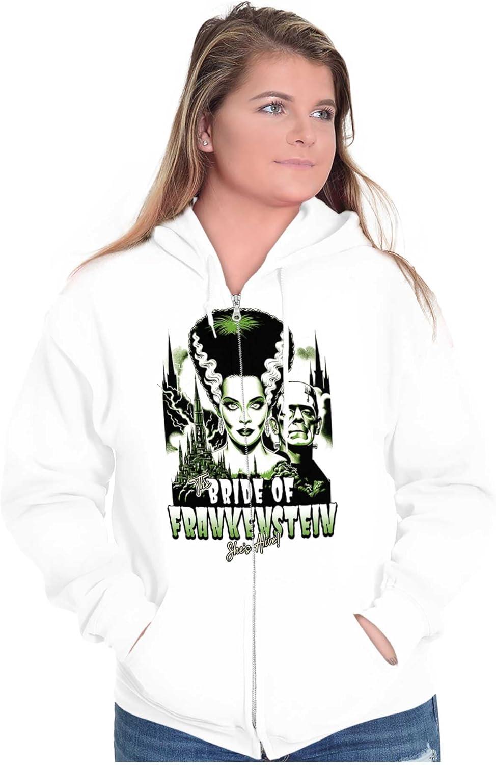 imageBride of Frankenstein Movie Poster Zip Hoodie Sweatshirt WomenWhite