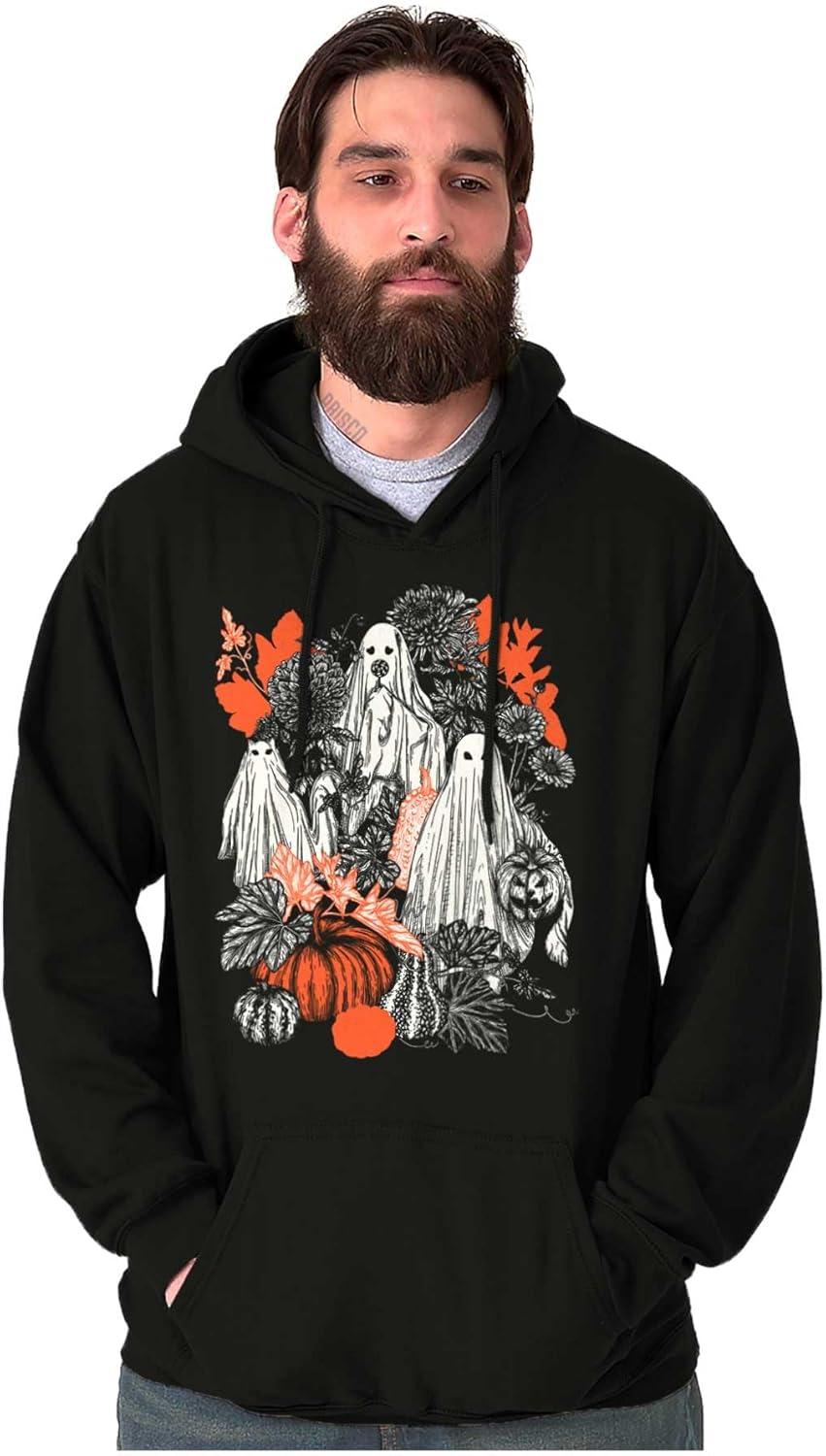 imageBrisco Brands Autumn Leaves Fall Ghosts Pumpkins Hoodie Sweatshirt Women MenBlack