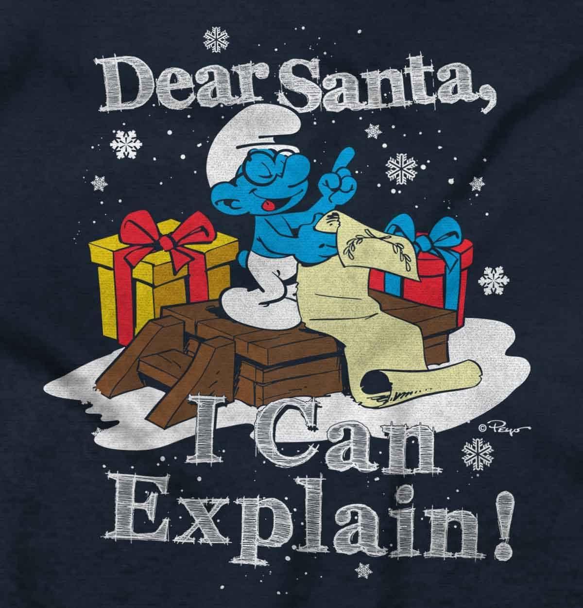 imageBrisco Brands Brainy Smurf Dear Santa Christmas Long Sleeve Tshirt Men WomenNavy