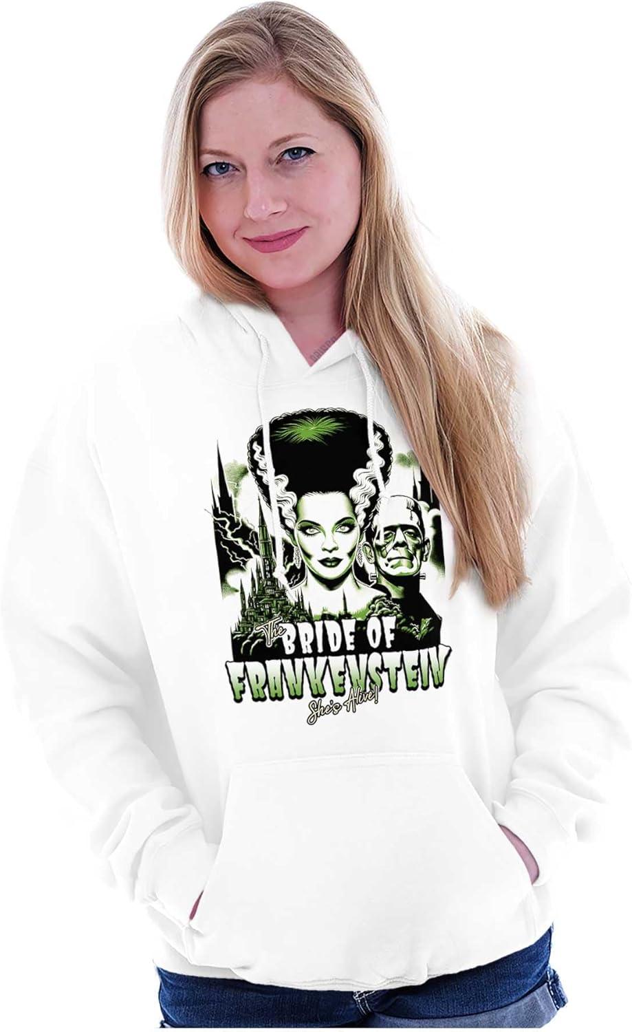 imageBrisco Brands Bride of Frankenstein Movie Poster Hoodie Sweatshirt WomenWhite
