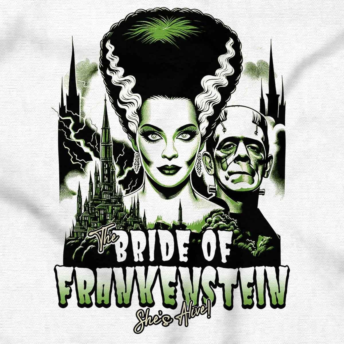 imageBrisco Brands Bride of Frankenstein Movie Poster Womens Slim Fit Graphic TeeWhite
