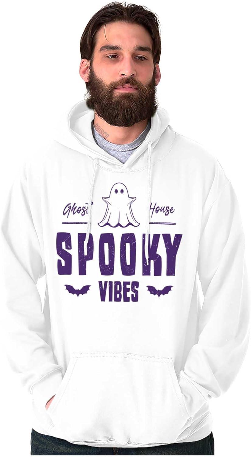 imageBrisco Brands Cool Halloween Ghost Spooky Vibes Hoodie Sweatshirt Women MenWhite