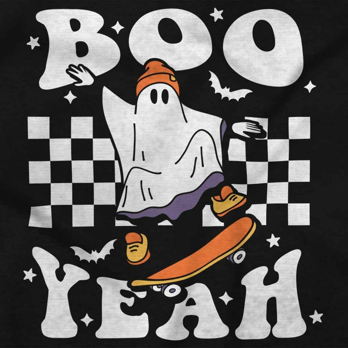 imageBrisco Brands Cool Skateboarding Ghost Boo Yeah Crewneck T Shirts Boy GirlBlack
