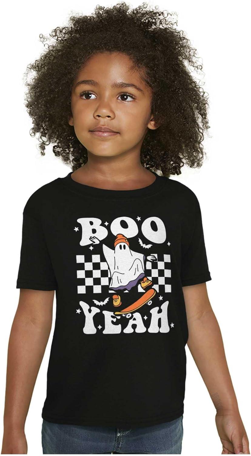 imageBrisco Brands Cool Skateboarding Ghost Boo Yeah Crewneck T Shirts Boy GirlBlack