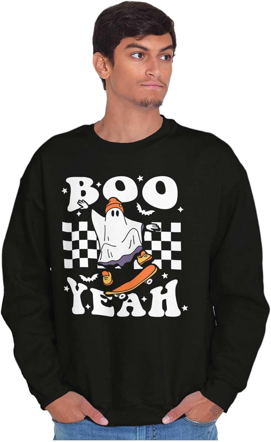 imageBrisco Brands Cool Skateboarding Ghost Boo Yeah Sweatshirt for Men or WomenBlack