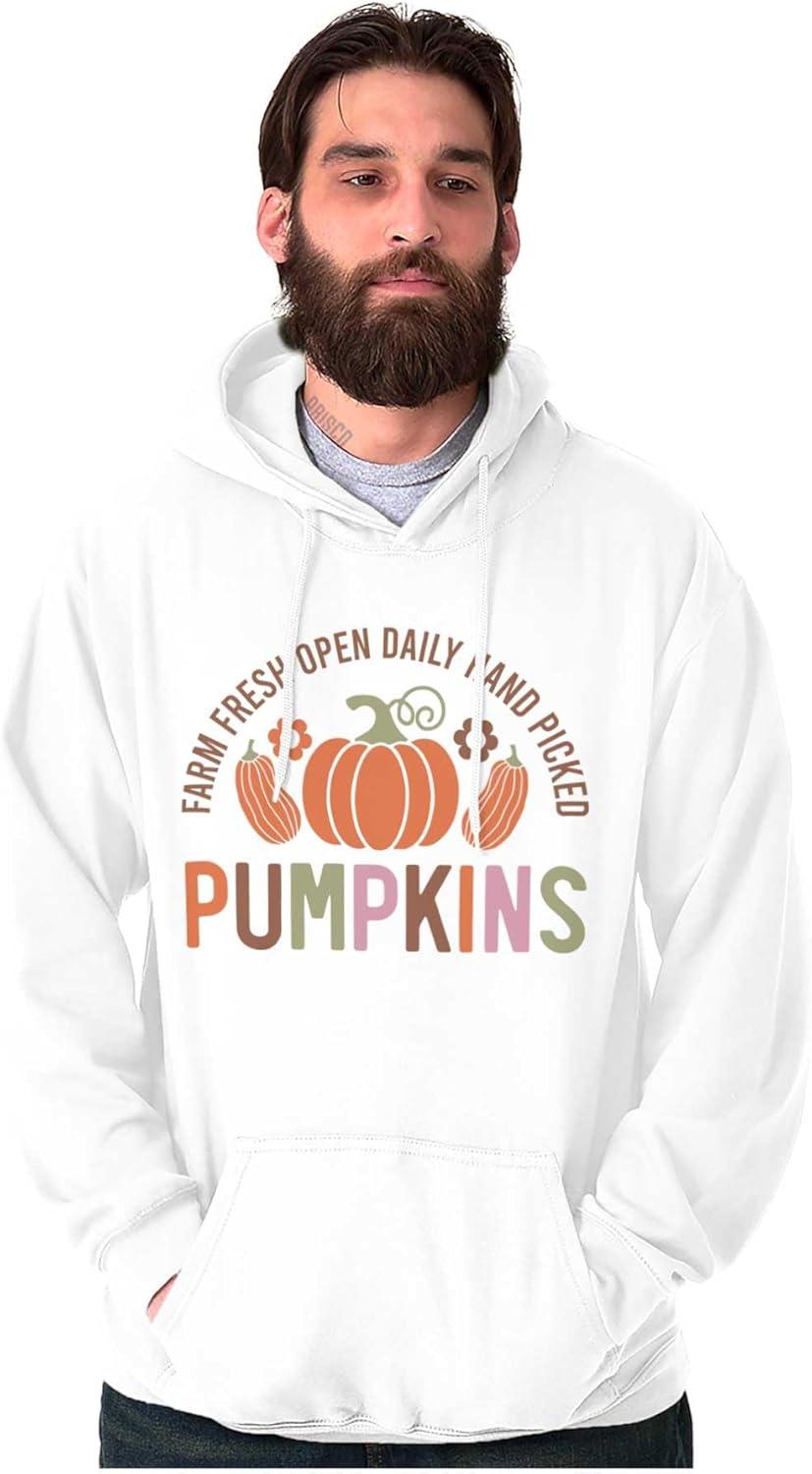imageBrisco Brands Cute Fall Autumn Farm Fresh Pumpkins Hoodie Sweatshirt Women MenWhite