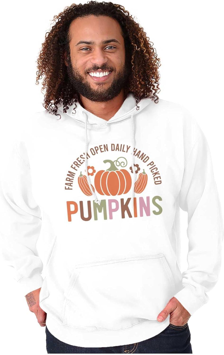 imageBrisco Brands Cute Fall Autumn Farm Fresh Pumpkins Hoodie Sweatshirt Women MenWhite