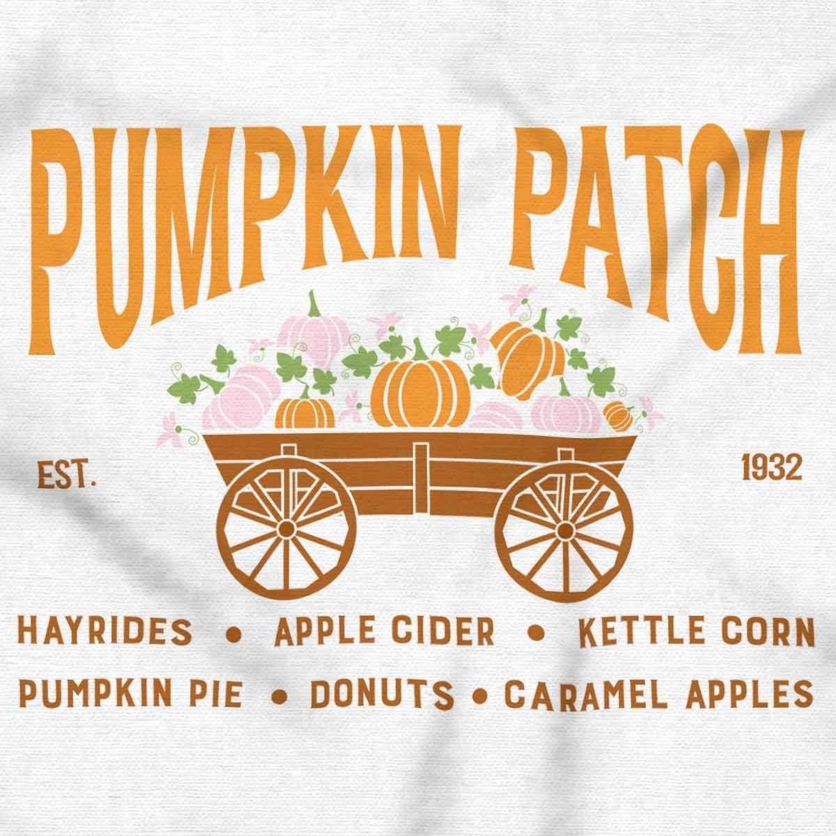 imageBrisco Brands Cute Fall Autumn Pumkin Patch Wagon Graphic T Shirt Men or WomenWhite