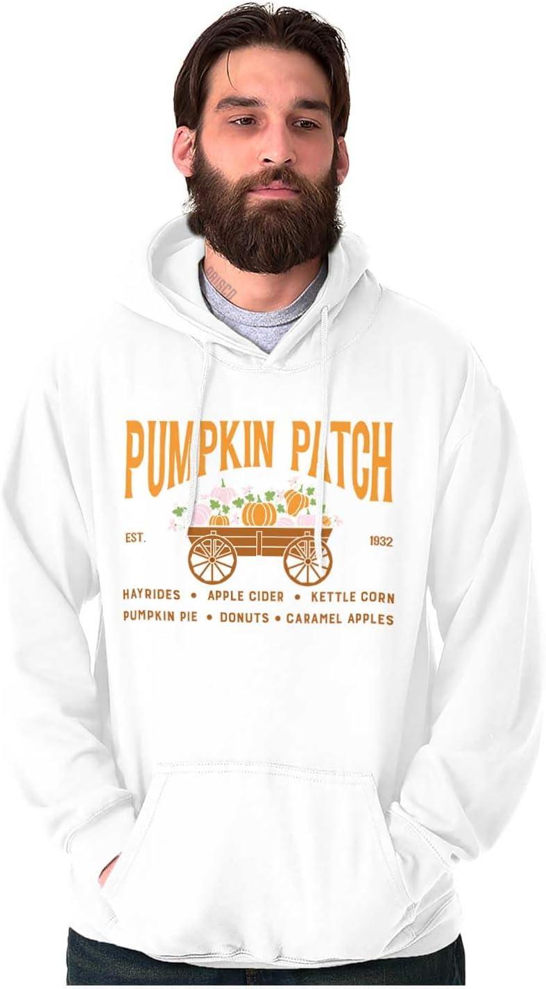 imageBrisco Brands Cute Fall Autumn Pumkin Patch Wagon Hoodie Sweatshirt Women MenWhite