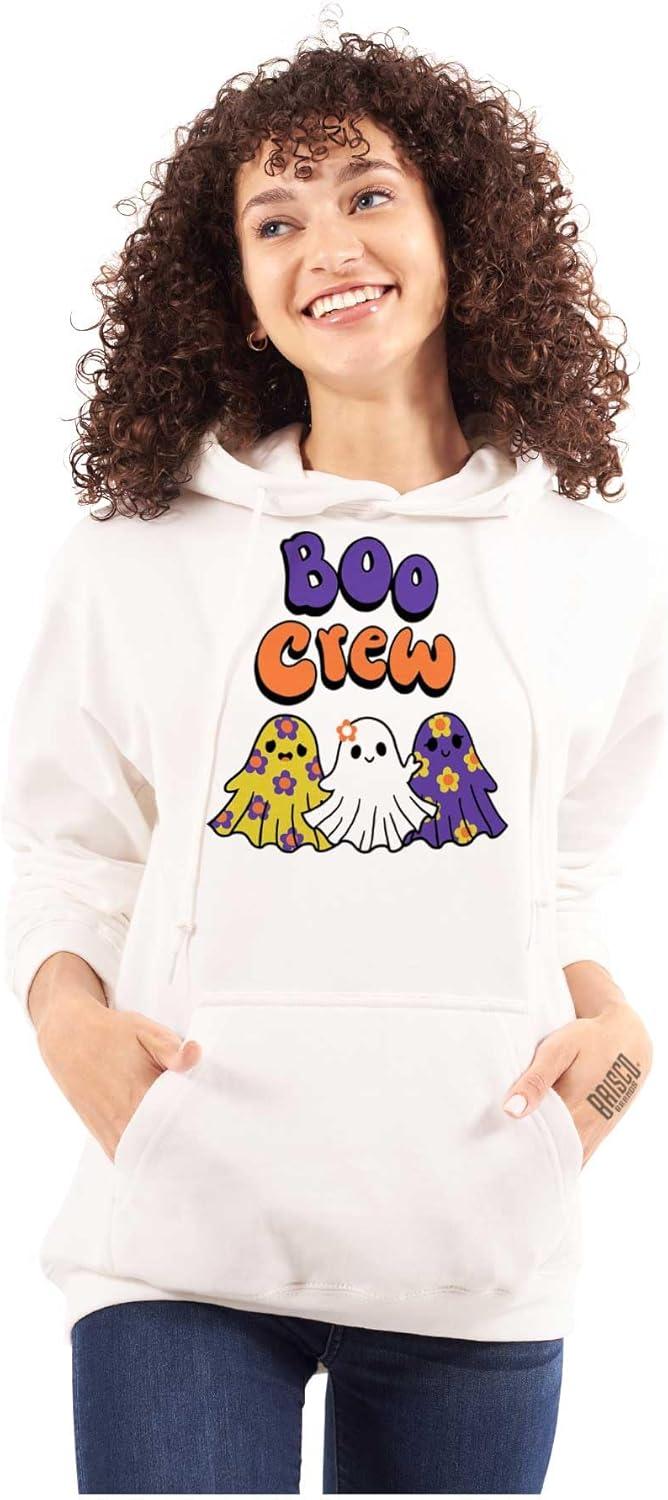 imageBrisco Brands Cute Floral Hippie Ghosts Boo Crew Hoodie Sweatshirt WomenWhite