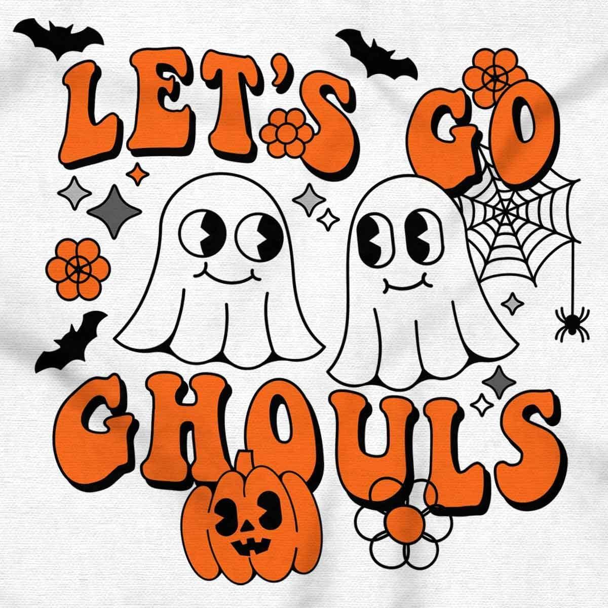 imageBrisco Brands Cute Halloween Ghosts Lets Go Ghouls Womens Graphic T Shirt TeesWhite