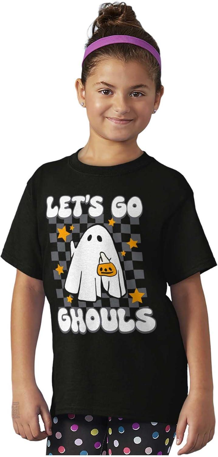 imageBrisco Brands Cute Halloween Lets Go Ghouls Ghost Girls Kids T Shirt TeesBlack