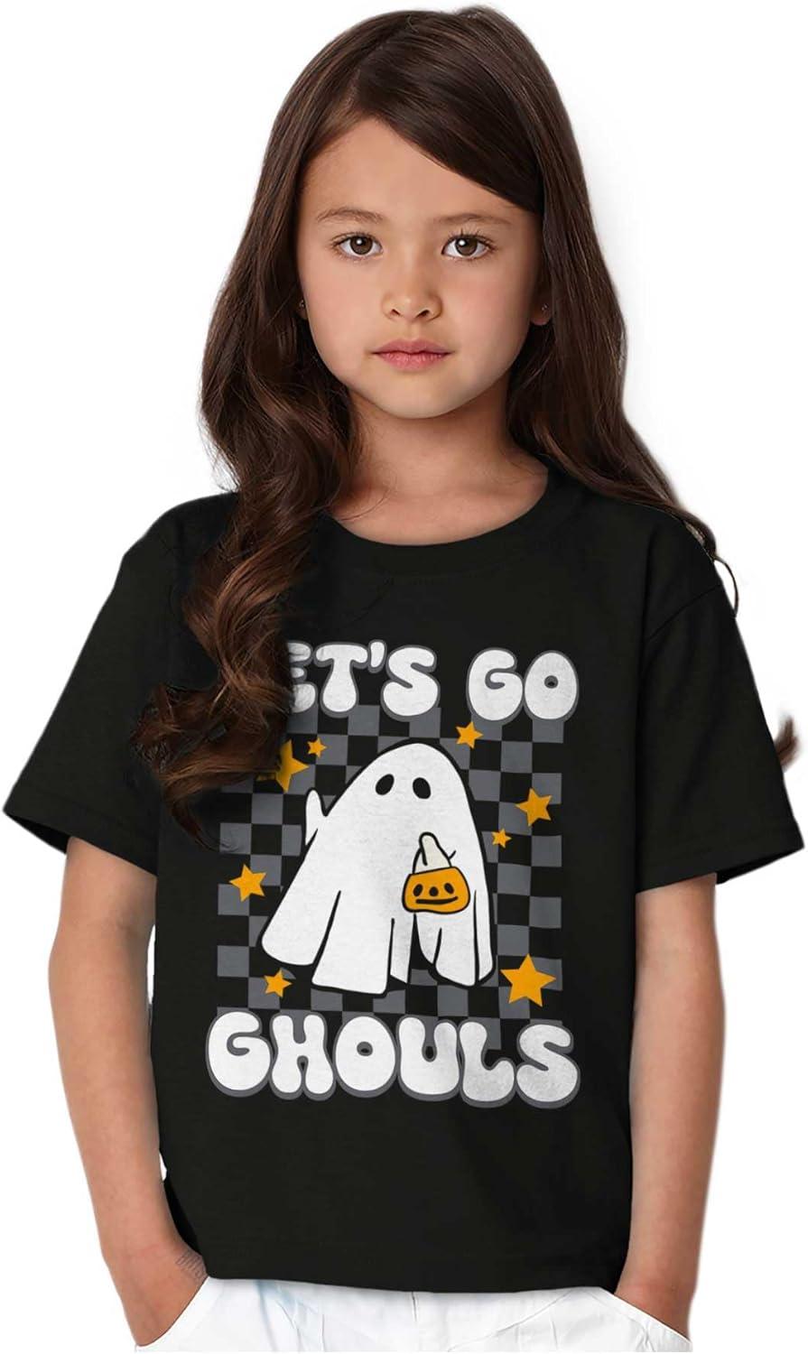 imageBrisco Brands Cute Halloween Lets Go Ghouls Ghost Girls Kids T Shirt TeesBlack
