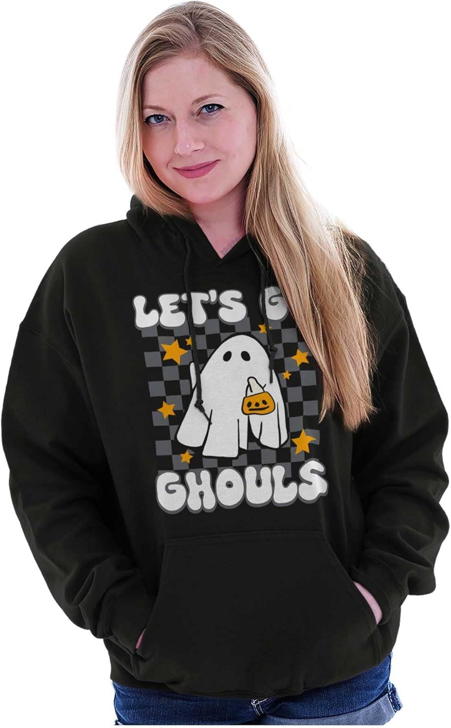 imageBrisco Brands Cute Halloween Lets Go Ghouls Ghost Hoodie Sweatshirt WomenBlack
