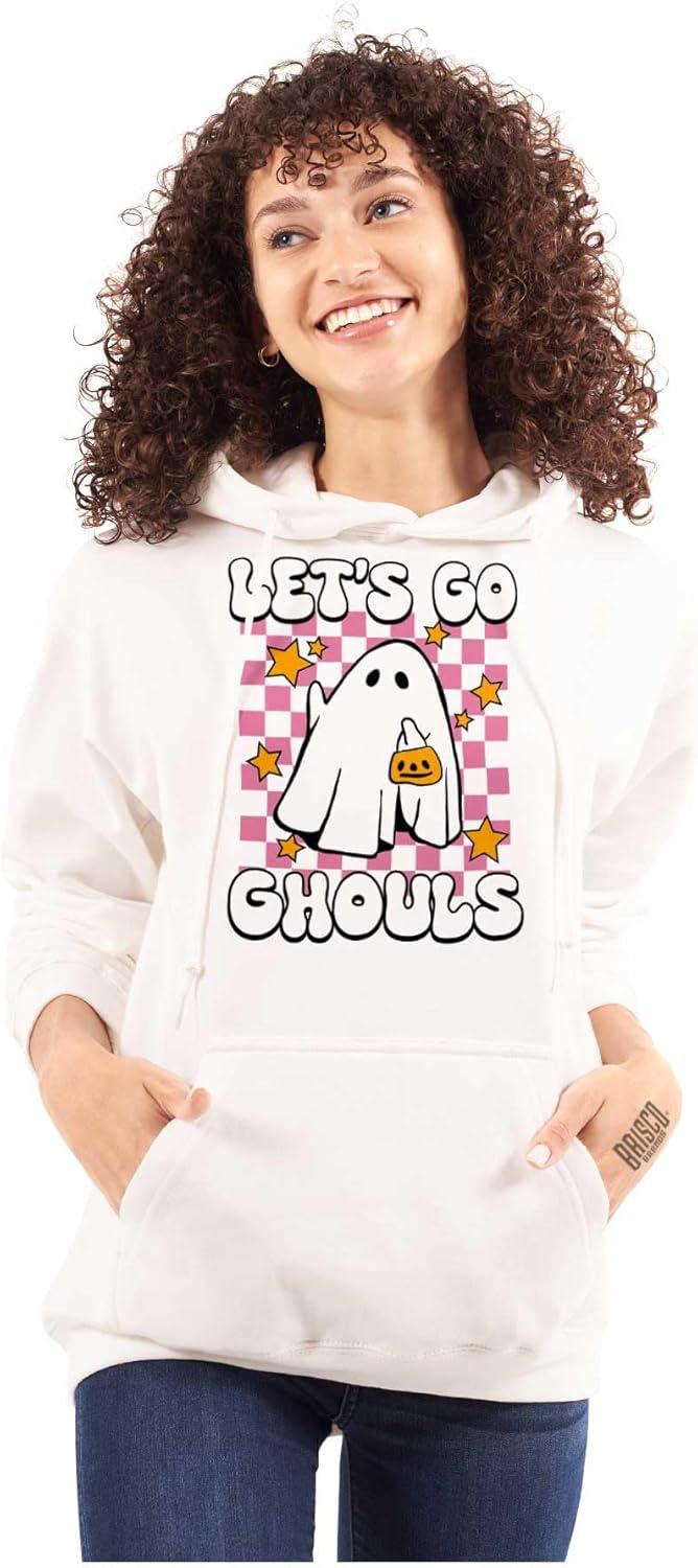 imageBrisco Brands Cute Halloween Lets Go Ghouls Ghost Hoodie Sweatshirt WomenWhite